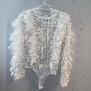 White Fashion nova lace body suit